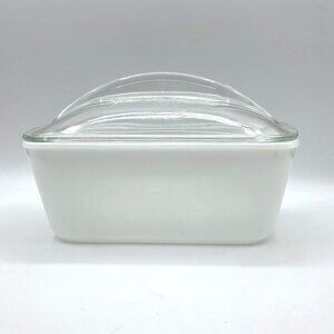 Westinghouse Milk Glass Refrigerator Baking Dish Loaf Pan With Lid Vintage 9"x5"